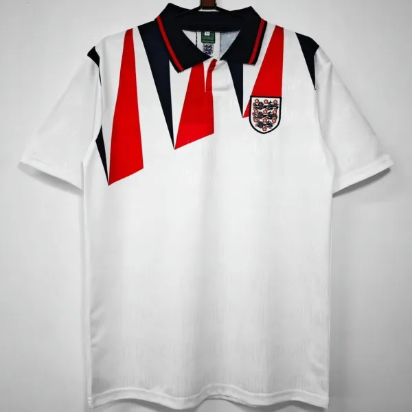 1991 England Home White Retro Soccer jersey