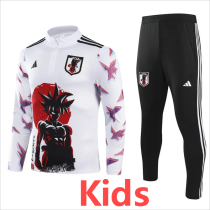 2024 Japan White Kids Half Pull Tracksuit