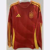 2024 Spain Home Red Fans Long Sleeve Soccer jersey