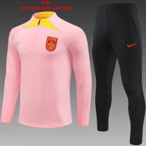 2023/24 China PR Pink Kids Half Pull Tracksuit