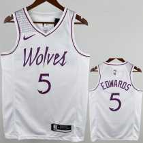 2022/23 TIMBERWOLVES EDWARDS #5 White NBA Jerseys