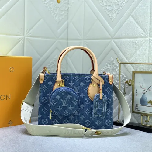 Louis Vuitton M46373 OnTheGo Monogram Reverse Giant Denim Cowboy Shoulder Bags Size 25*19*11.5cm