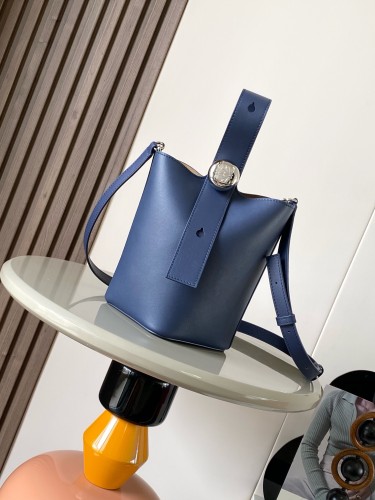 Mini Pebble Bucket Bag (20cm x 16cm x 16cm) – Navy Blue