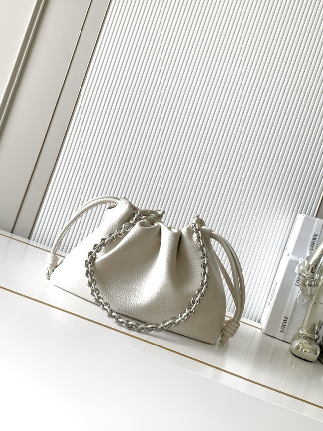 Medium Flamenco Purse (30cm x 10.5cm x 20cm) – Large White  Deerskin