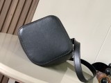 Mini Pebble Bucket Bag (20cm x 16cm x 16cm) – Black Smooth Leather