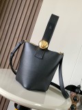 Mini Pebble Bucket Bag (20cm x 16cm x 16cm) – Black Smooth Leather
