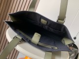Buckle Horizontal Tote Bag (38.7cm x 9.2cm x 32.9cm) – Green Smooth Leather