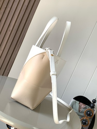 New Glossy Calfskin Mini Puzzle Fold Bag (20cm x 16.5cm x 9cm) – Off-WhiteGreyBeige-Apricot