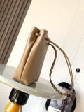 New Arrival Smooth Cowhide Pebble Pouch (17cm x 7cm x 21.5cm) – Oak Brown