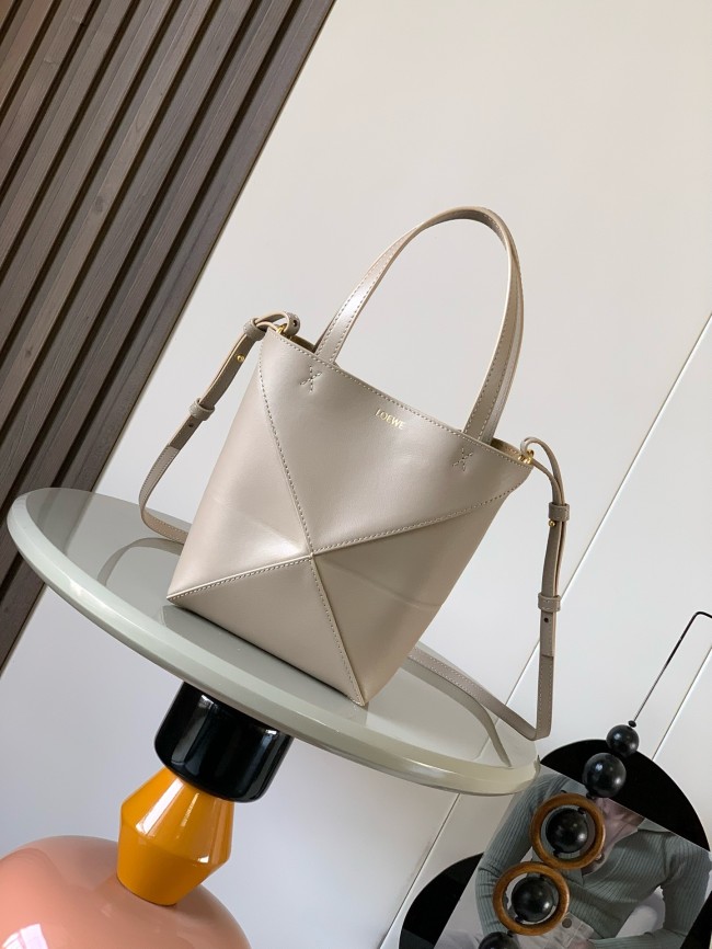  New Glossy Calfskin Mini Puzzle Fold Bag (20cm x 16.5cm x 9cm) – Sand