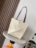  Cotton Jacquard Puzzle Fold Bag (25.5cm x 14.5cm x 31.5cm) – BeigeBrown