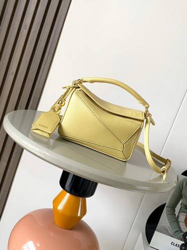New Version Geometric Mini Nappa Lambskin Featherlight Puzzle Bag (18cm x 12.5cm x 7.5cm) – Butter Yellow