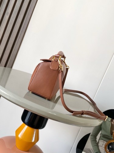 New Version Geometric Mini Nappa Lambskin Featherlight Puzzle Bag (18cm x 12.5cm x 7.5cm) – Brown