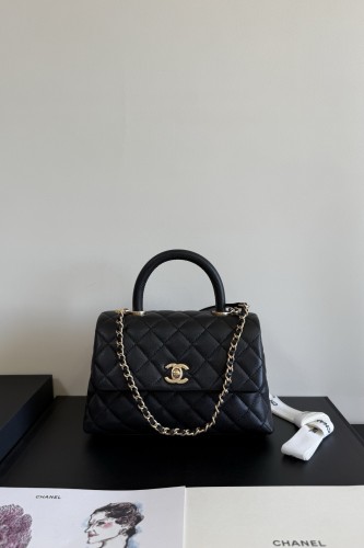 A92990 CHANEL Master Mini Coco Handle Flap Bag in Caviar Leather  (23 x 15 x 10 cm)