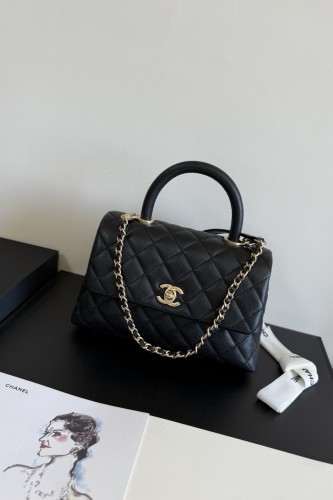 A92990 CHANEL Master Mini Coco Handle Flap Bag in Caviar Leather  (23 x 15 x 10 cm)