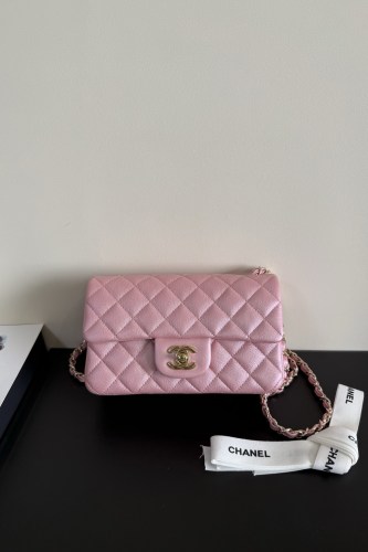  AS1116 Chanel Flap Bag Pearlescent new pink 25.5x15.5x6cm