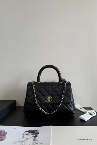 A92990 CHANEL Master Mini Red Coco Handle Flap Bag in Caviar Leather (23 x 15 x 10 cm)