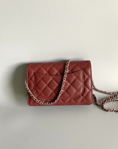 AP0250 CHANEL Master  Caviar Quilted Chain Wallet (WOC) red with gold hardware 12.3 x 19.2 x 3.5cm