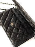 AP0250 CHANEL Master  Caviar Quilted Chain Wallet With Silver hardware (WOC) 12.3 x 19.2 x 3.5cm