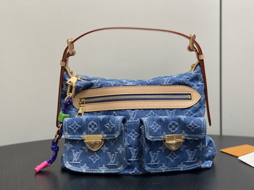 M27329 Blue Denim Baggy Underarm Bag (30 x 22 x 13 cm)