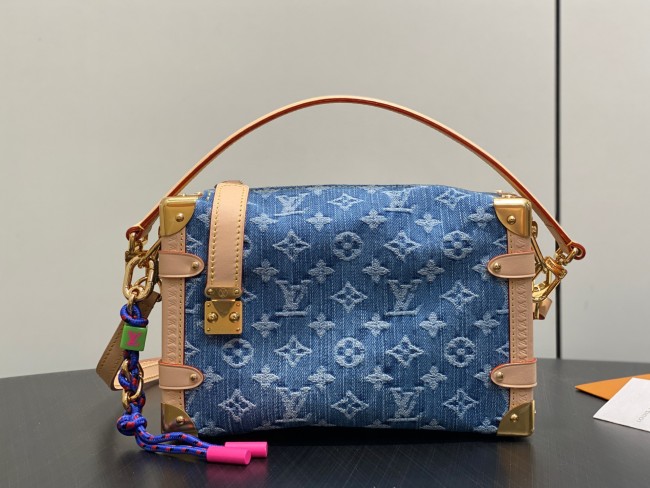 M27450 Blue Denim Side Trunk Medium Handbag 23.5 x 16 x 8.5 cm