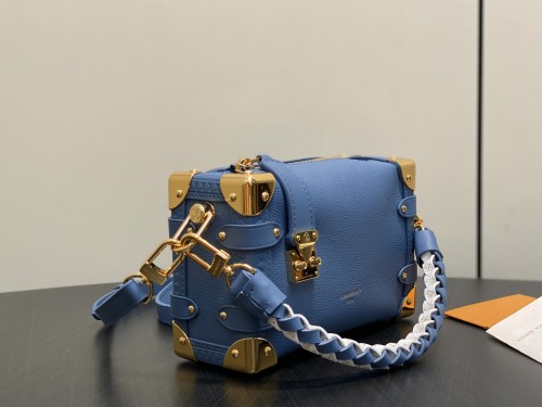 M27436 Blue Woven-Handle Soft Box – Side Trunk PM Handbag (19 x 12.5 x 7.5 cm)