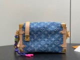 M27450 Blue Denim Side Trunk Medium Handbag 23.5 x 16 x 8.5 cm