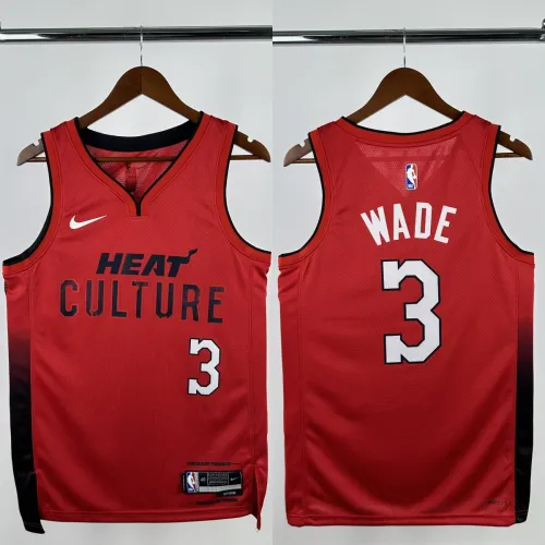 24-25 HEAT WADE #3 Red City Edition Top Quality Hot Pressing NBA Jersey (V领）