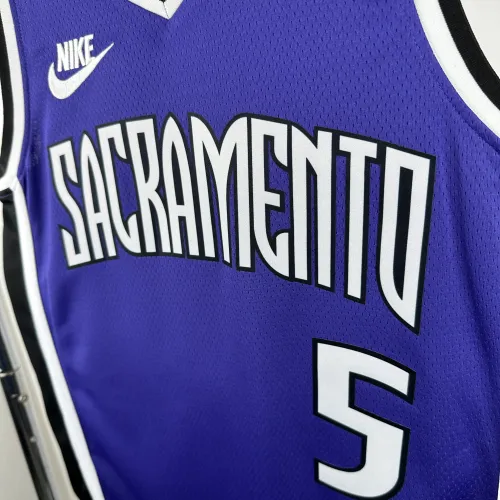 24-25 KINGS FOX #5 Purple Retro Top Quality Hot Pressing NBA Jersey(V领）