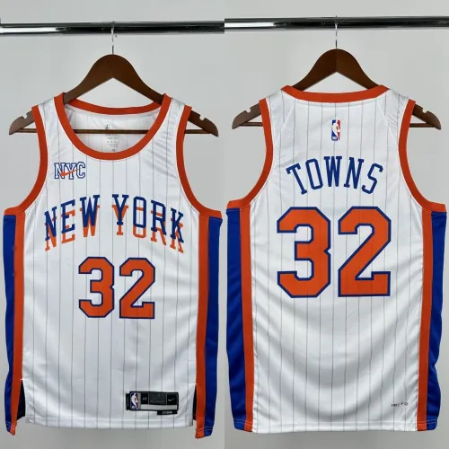 24-25 KNICKS TOWNS #32 White City Edition Top Quality Hot Pressing NBA Jersey