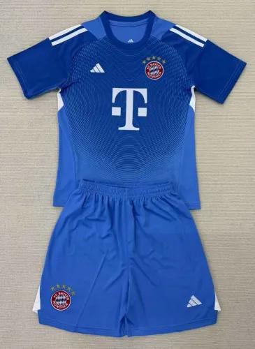 25-26 Bayern Blue Goalkeeper Kids Soccer Jersey