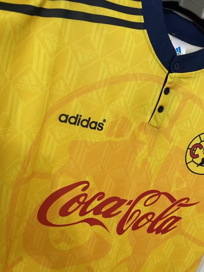 1998-1999 Club America Yellow Retro Soccer Jersey
