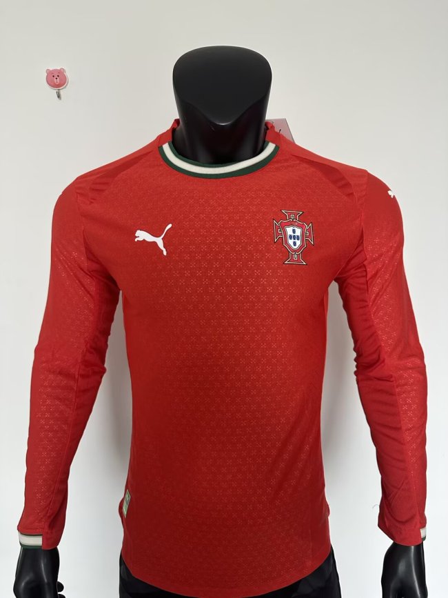 25-26 Portugal Home Long Sleeve Player Version Soccer Jersey (长袖球员)