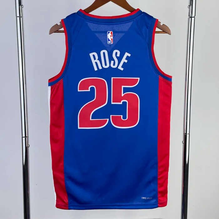 22-23 Pistons ROSE #25 Blue Top Quality Hot Pressing NBA Jersey(V领)