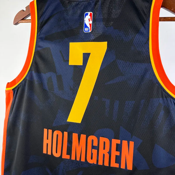 23-24 OKC Thunder HOLMGREN #7 Dark Blue City Edition Top Quality Hot Pressing NBA Jersey