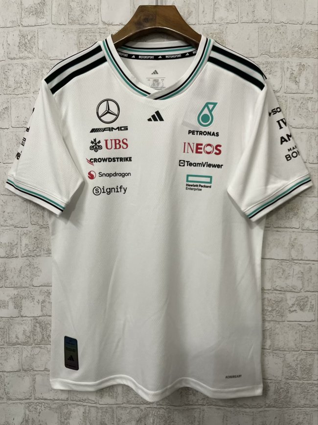 2025 F1 Benz New Pattern Short Sleeve Racing Suit