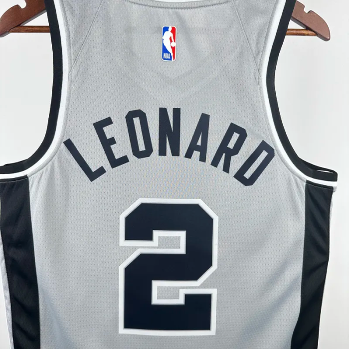 20-21 SA Spurs LEONARD #2 Grey Top Quality Hot Pressing NBA Jersey (Trapeze Edition)