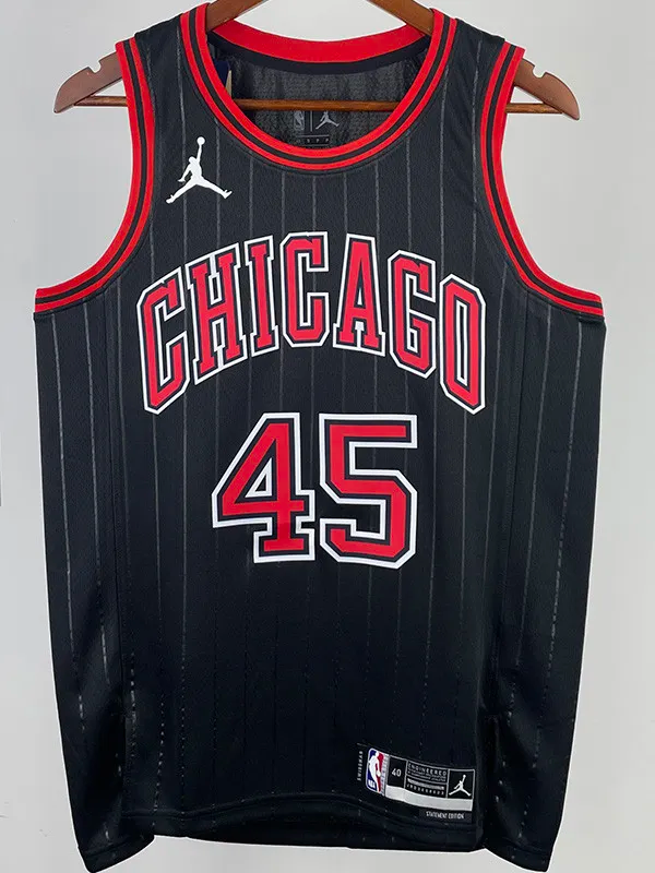 22-23 BULLS JORDAN #45 Black Top Quality Hot Pressing NBA Jersey (Trapeze Edition)