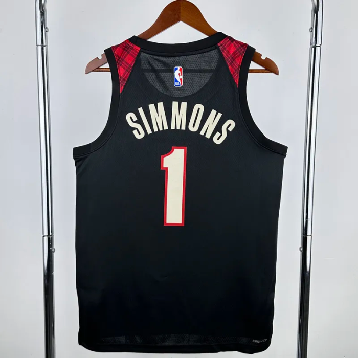 23-24 Trail Blazers SIMMONS #1 Black City Edition Top Quality Hot Pressing NBA Jersey