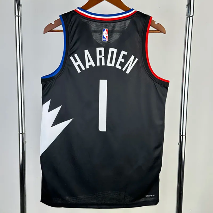 22-23 CLIPPERS HARDEN #1 Black Top Quality Hot Pressing NBA Jersey (Trapeze Edition) 飞人版