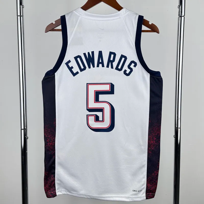 2024 Olympic Game USA EDWARDS # 5 White Basketball Jersey
