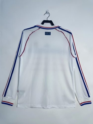 1998 France Away Retro Long Sleeves Soccer Jersey