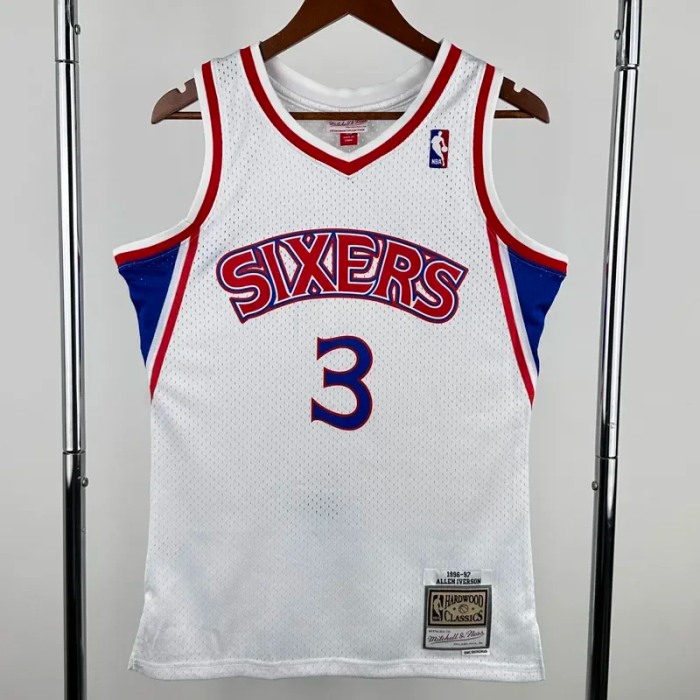 1996-1997 76ERS IVERSON #3 White Retro Top Quality Hot Pressing NBA Jersey