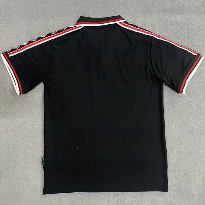 1998 Man Utd Black Retro Edition Polo Short Sleeve