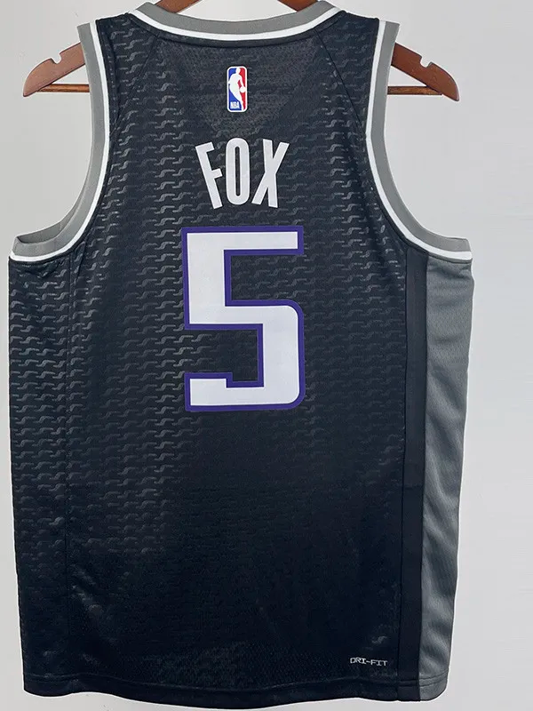 22-23 Kings FOX #5 Black Top Quality Hot Pressing NBA Jersey (Trapeze Edition)