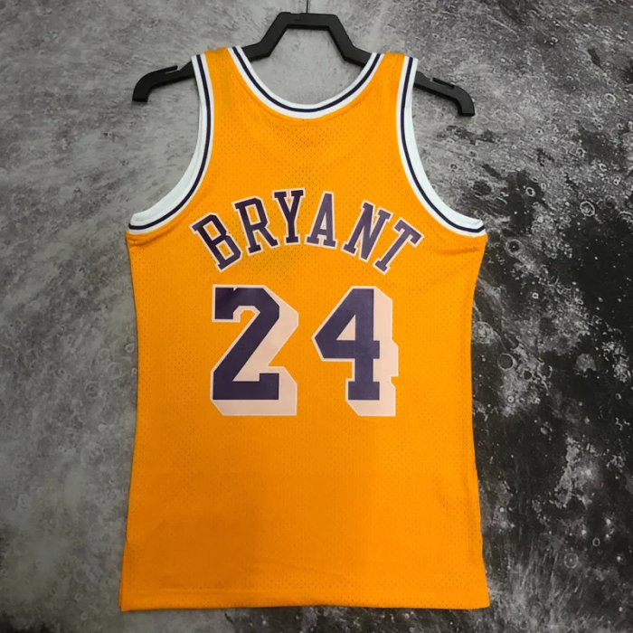 2007-2008 LAKERS BRYANT #24 Yellow Retro Top Quality Hot Pressing NBA Jersey (圆领）