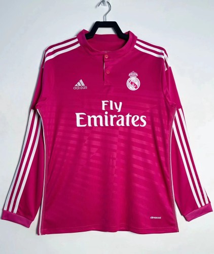 2014-2015 RMA Away Pink Long Sleeve Retro Soccer Jersey