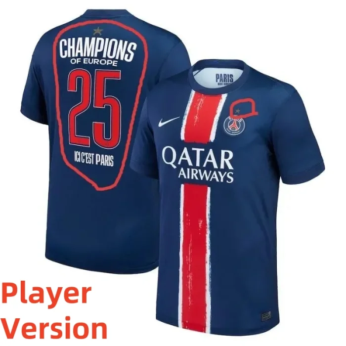 24-25 PSG Home Champions Of Europe 25 ICI C'EST Paris Player Version Soccer Jersey
