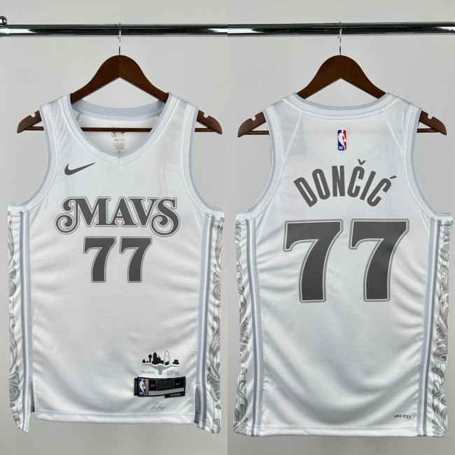 24-25 Dallas Mavericks DONCIC #77 White City Edition Top Quality Hot Pressing NBA Jersey