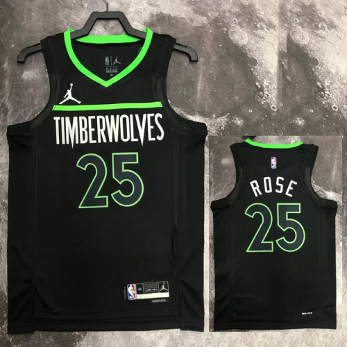 22-23 TIMBERWOLVES ROSE #25 Black Top Quality Hot Pressing NBA Jersey (Trapeze Edition)